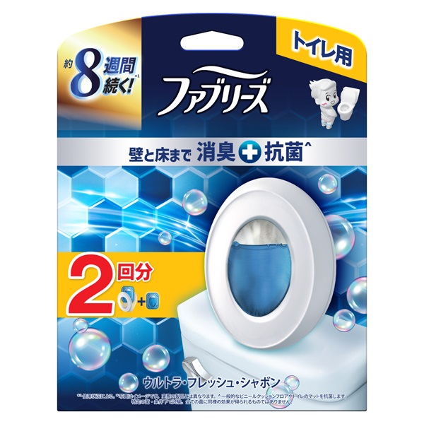 ファブリーズ トイレ用 消臭剤 プレミアムシリーズ 本体+つめかえ1個パック 6.3ml×2 P&G(消臭+抗菌/ウルトラ・フレッシュ・シャボン)
