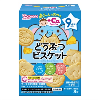 和光堂 赤ちゃんのおやつ+Ca カルシウム どうぶつビスケット 9か月頃～ ベビー おやつ(4987244601698)