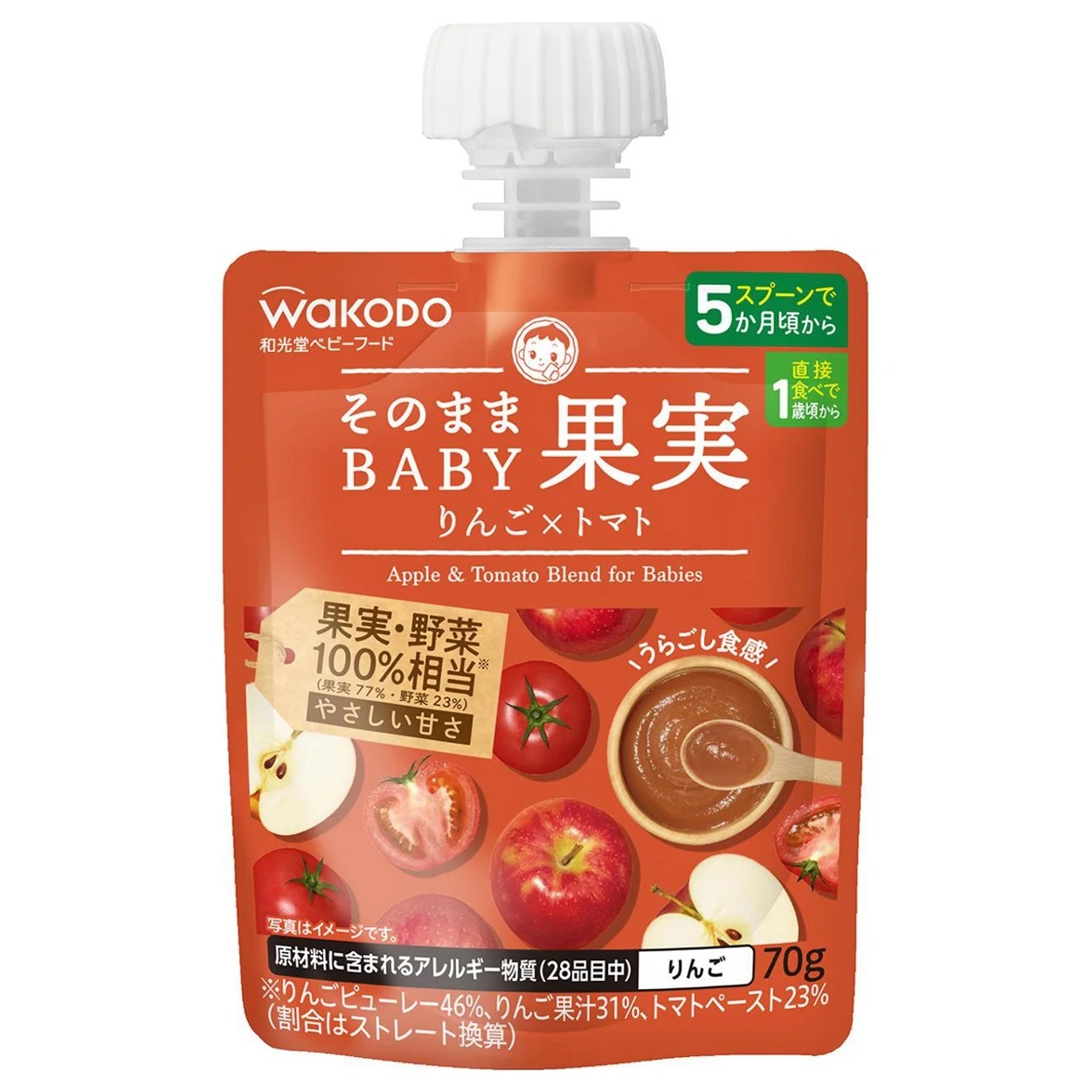 和光堂 そのままBABY果実 りんご×ぶどう×もも 5か月頃～ ベビーフード