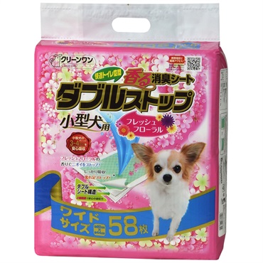 クリーンワン 香る消臭シート ダブルストップ 小型犬用 フレッシュフローラルの香り ワイド 58枚 Clean One シーズイシハラ