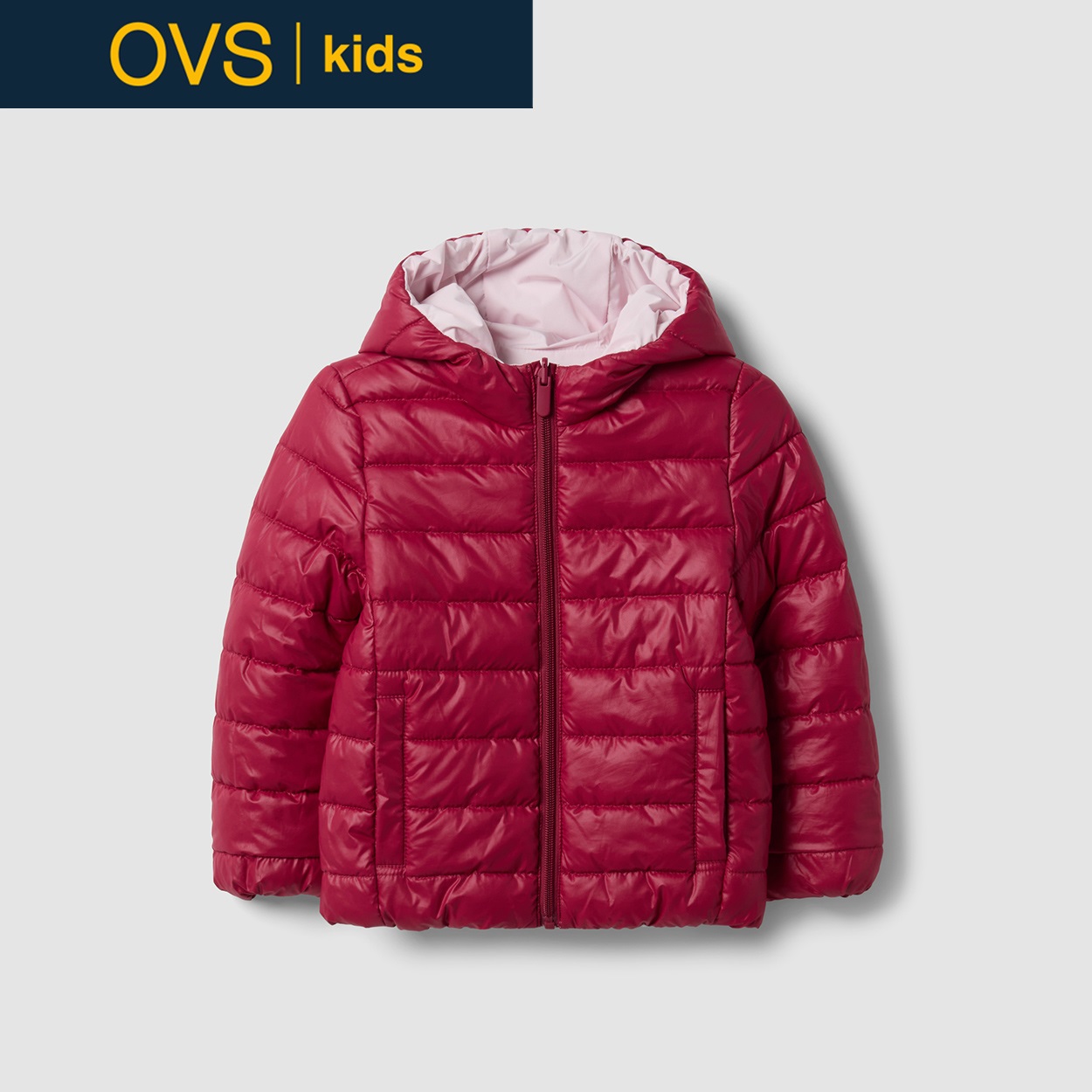 OVS KIDS(オヴィエッセ キッズ)  ピンク ウルトラライト リバーシブル中わたジャケット キッズ 女の子(テンダータッチピンク-116cm)