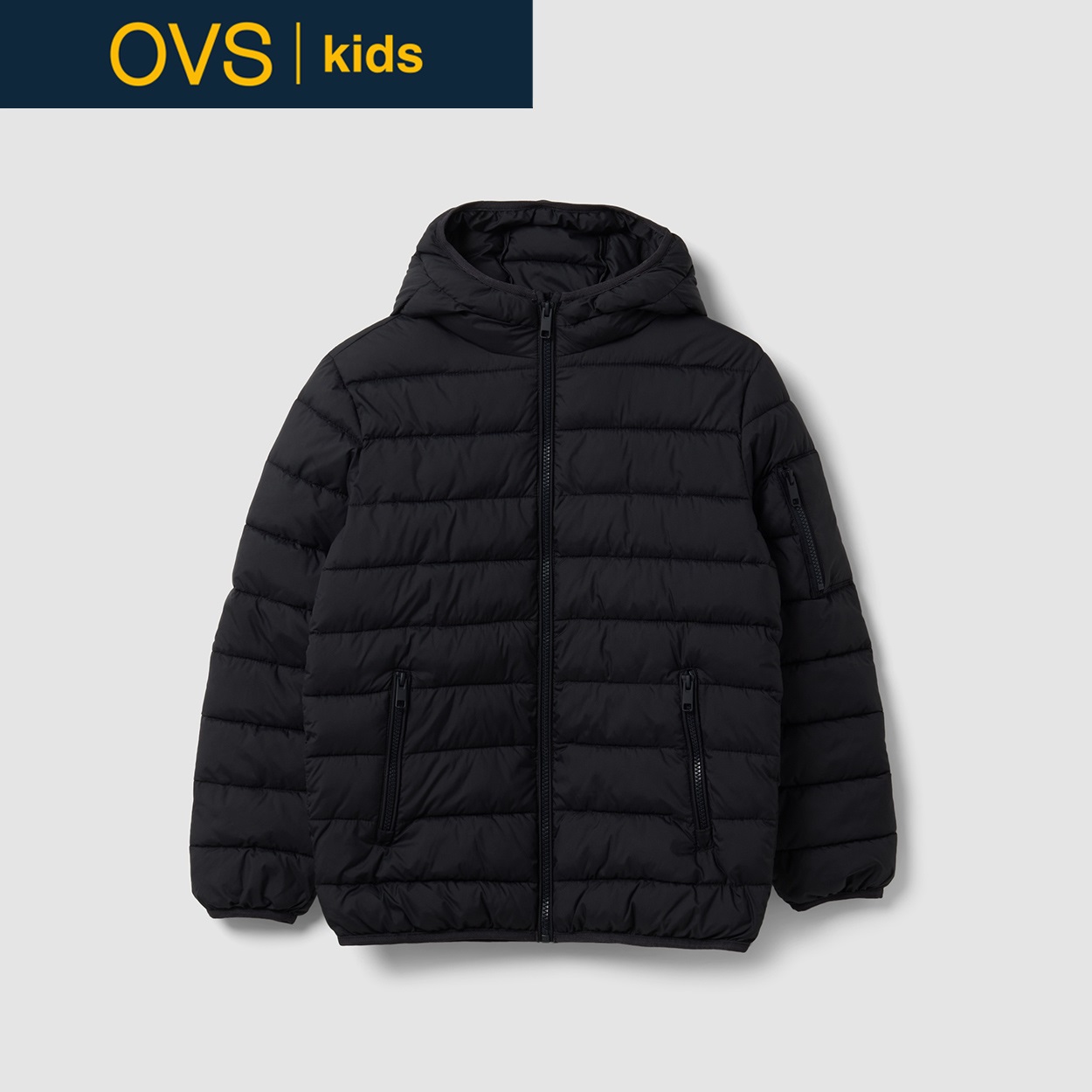 OVS KIDS(オヴィエッセ キッズ) ブラックウルトラライト中わたジャケット キッズ 男の子(ブラックビューティー-152cm)