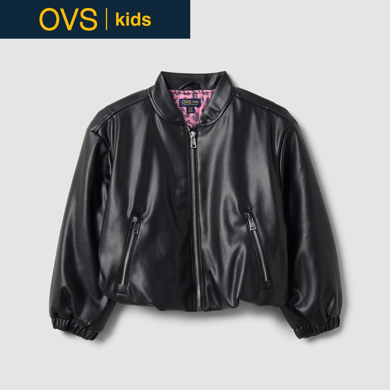 OVS KIDS(オヴィエッセ キッズ)  ブラック ジップアップジャケット キッズ 女の子(ブラックビューティー-128cm)