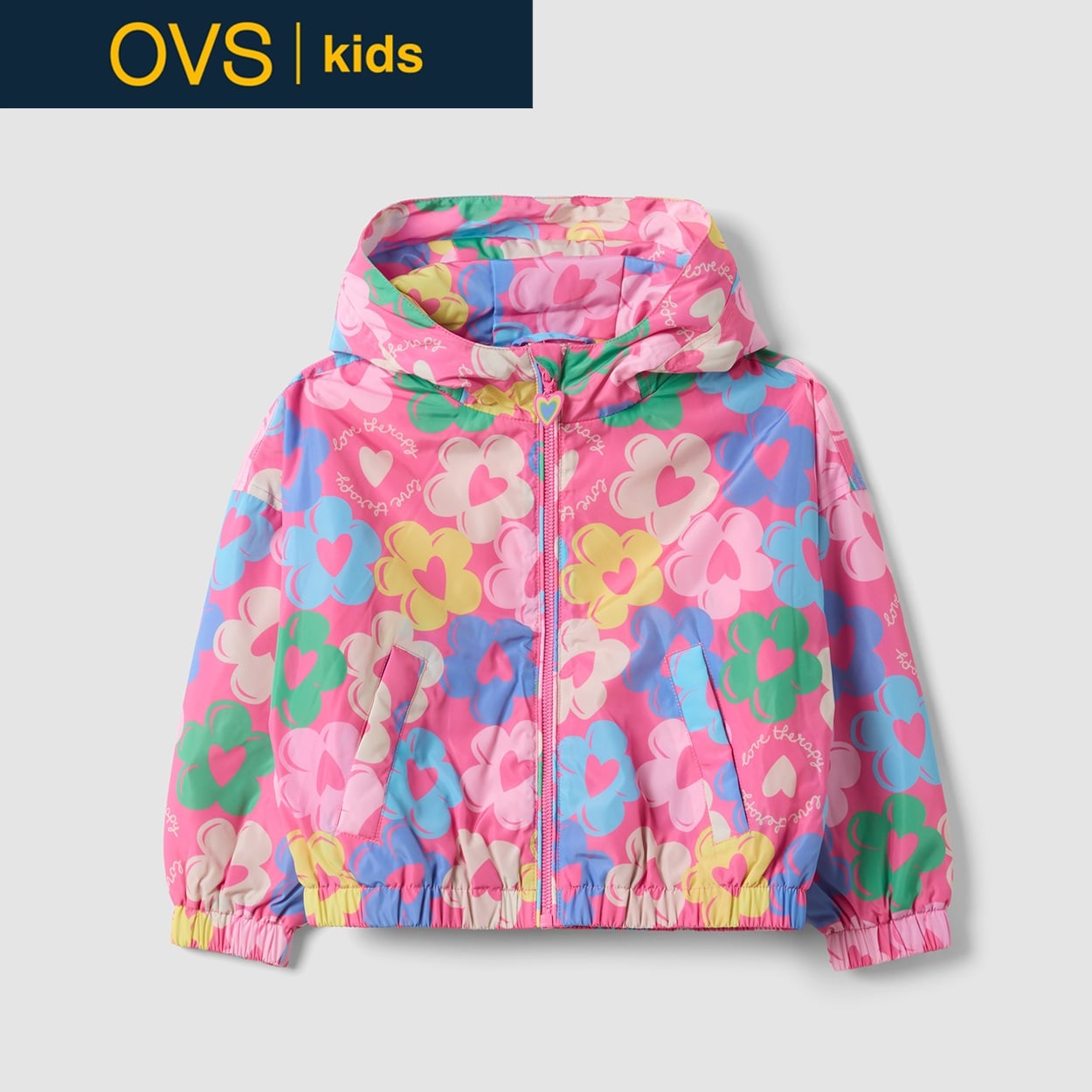 OVS KIDS(オヴィエッセ キッズ)  マルチカラー フラワープリント レインジャケット キッズ 女の子(マルチカラー-128cm)