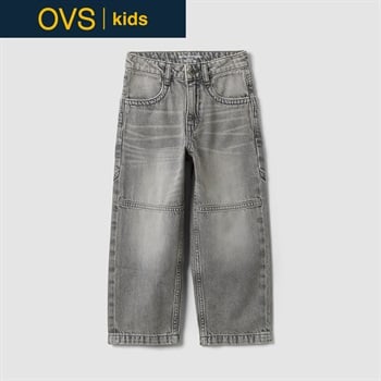 OVS KIDS(オヴィエッセ キッズ) グレーコットンリヨセル混デニムパンツ キッズ 男の子(グレー-110cm)
