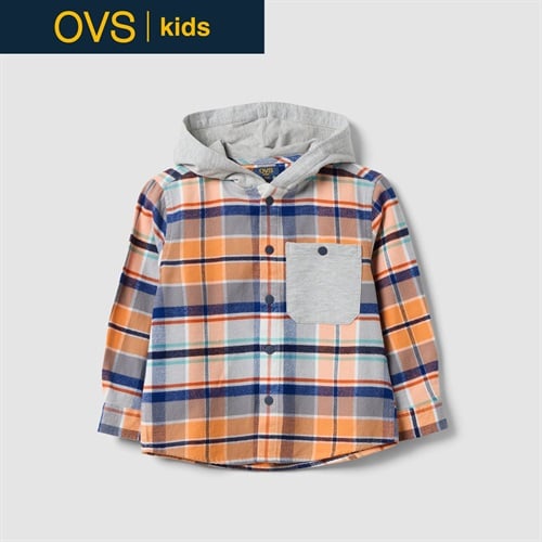 OVS KIDS(オヴィエッセ キッズ) マルチカラーピュアコットンスリムフィットフード付きシャツ キッズ 男の子