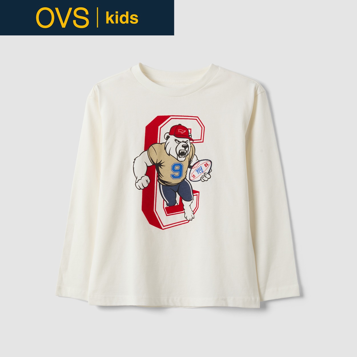 OVS KIDS(オヴィエッセ キッズ) ホワイトピュアコットンクルーネックTシャツ キッズ 男の子(クラウドホワイト-116cm)