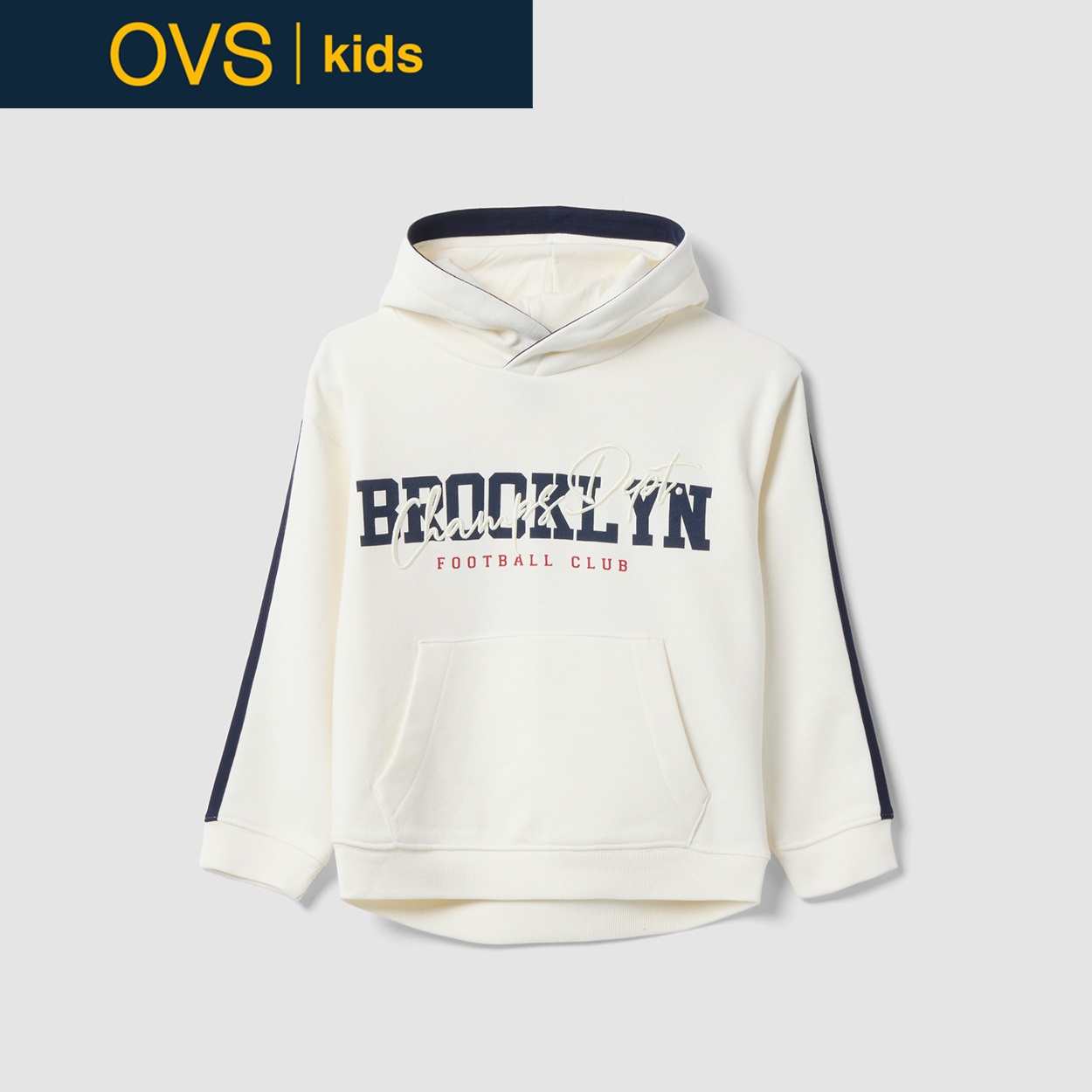 OVS KIDS(オヴィエッセ キッズ) ホワイトコットン混パーカー キッズ 男の子(スノーホワイト-116cm)