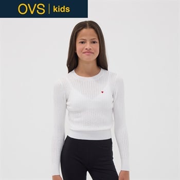OVS KIDS(オヴィエッセ キッズ) ホワイトレーヨン混ニットプルオーバー キッズ 女の子(エグレット-146cm)