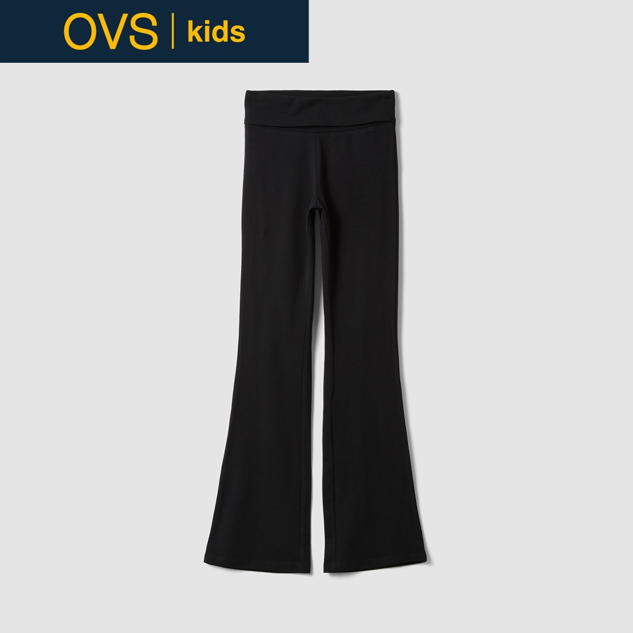 OVS KIDS(オヴィエッセ キッズ)  ブラック オーガニックコットン フレアレギンス キッズ 女の子(ブラックビューティー-158cm)