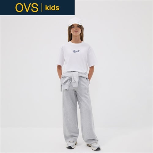 OVS KIDS(オヴィエッセ キッズ)  グレー コットンレーヨン混 ワイドレッグパンツ キッズ 女の子