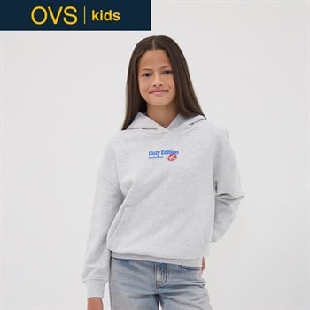 OVS KIDS(オヴィエッセ キッズ)  グレー コットンレーヨン混 パーカー キッズ 女の子(グレーメランジ-146cm)