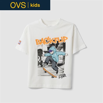 OVS KIDS(オヴィエッセ キッズ) ホワイトピュアコットンオーバーサイズTシャツ キッズ 男の子(クラウドホワイト-104cm)