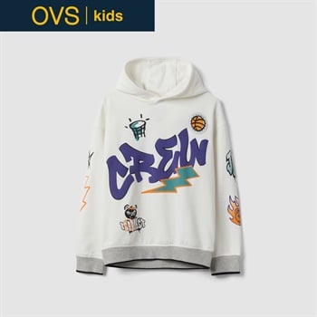OVS KIDS(オヴィエッセ キッズ) ホワイトコットン混パーカー キッズ 男の子(クラウドホワイト-104cm)