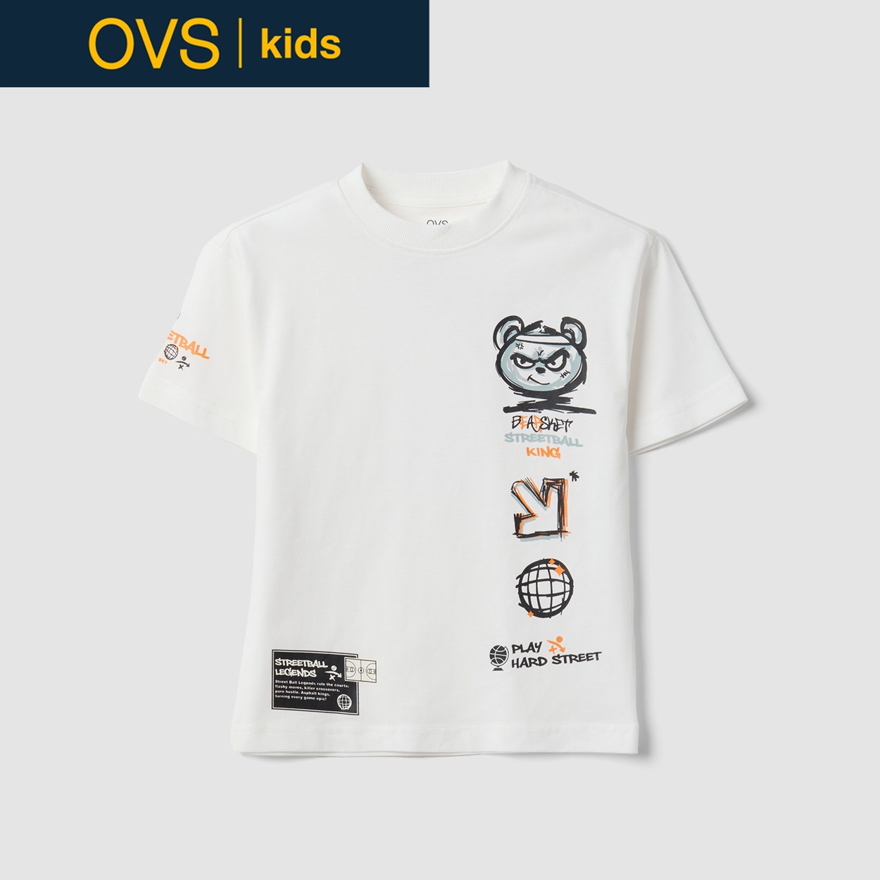 OVS KIDS(オヴィエッセ キッズ) ホワイトピュアコットンオーバーサイズTシャツ キッズ 男の子(クラウドホワイト-140cm)