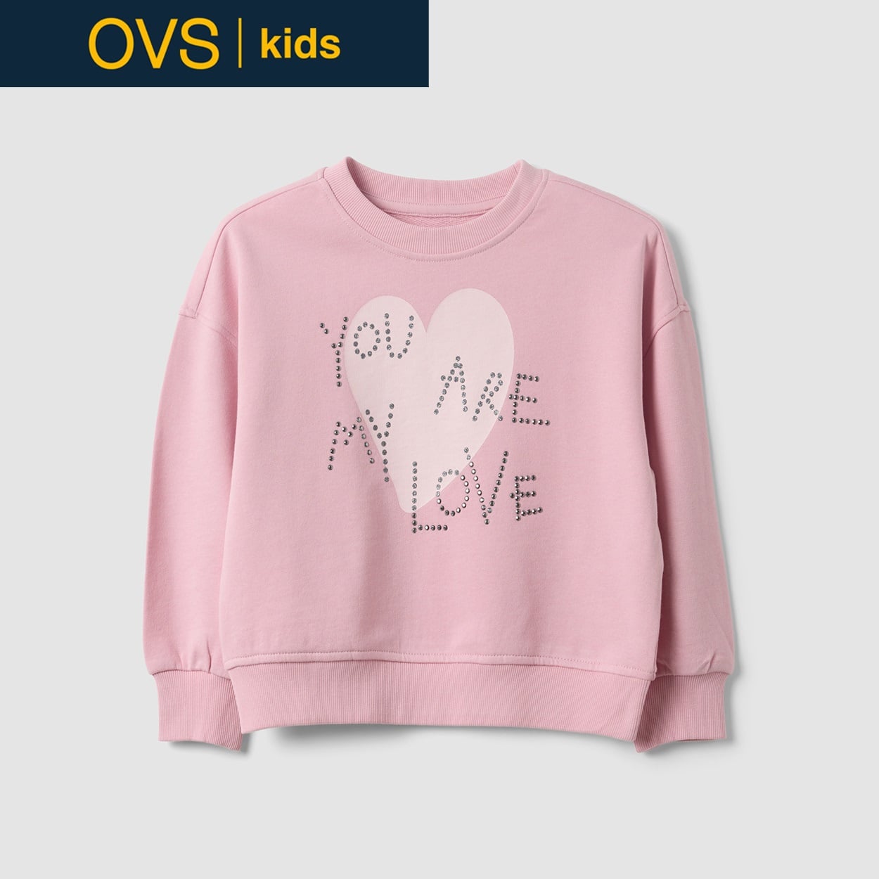 OVS KIDS(オヴィエッセ キッズ)  ピンク ピュアコットン スウェットシャツ キッズ 女の子(ピンクネクター-134cm)