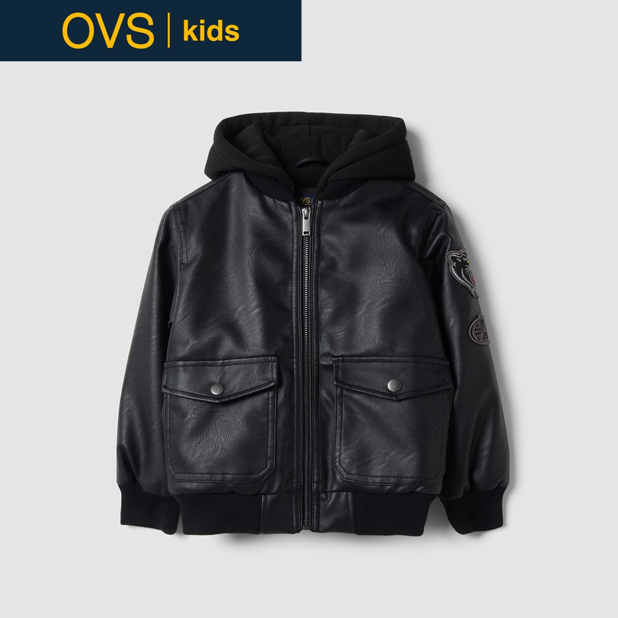 OVS KIDS(オヴィエッセ キッズ) ブラックジャケット キッズ 男の子(ブラック-134cm)