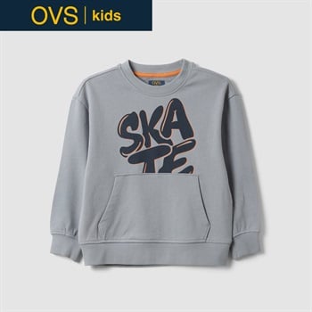 OVS KIDS(オヴィエッセ キッズ) グレーピュアコットンオーバーサイズパーカー キッズ 男の子(アロイグレー-110cm)