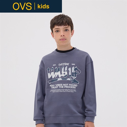 OVS KIDS(オヴィエッセ キッズ) グレーピュアコットンリラックスフィットスウェットシャツ キッズ 男の子