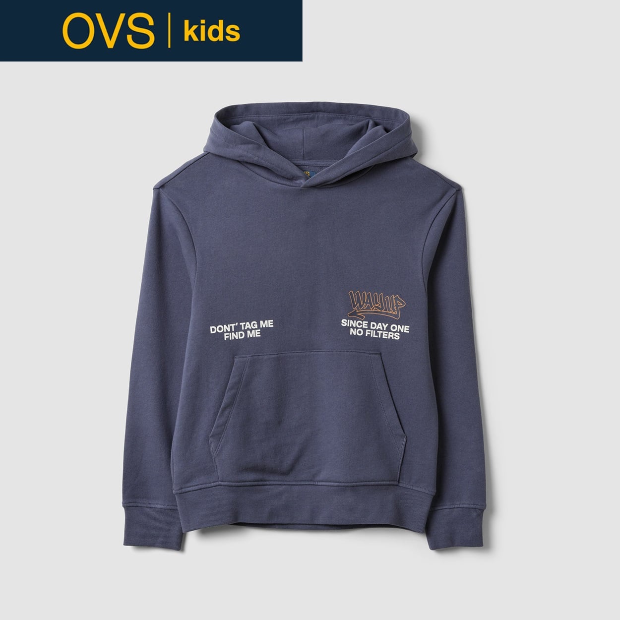 OVS KIDS(オヴィエッセ キッズ) グレーピュアコットンオーバーサイズパーカー キッズ 男の子(グリザイユグレー-152cm)