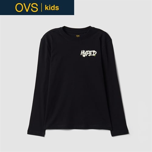 OVS KIDS(オヴィエッセ キッズ) ブラックオーガニックコットンTシャツ キッズ 男の子