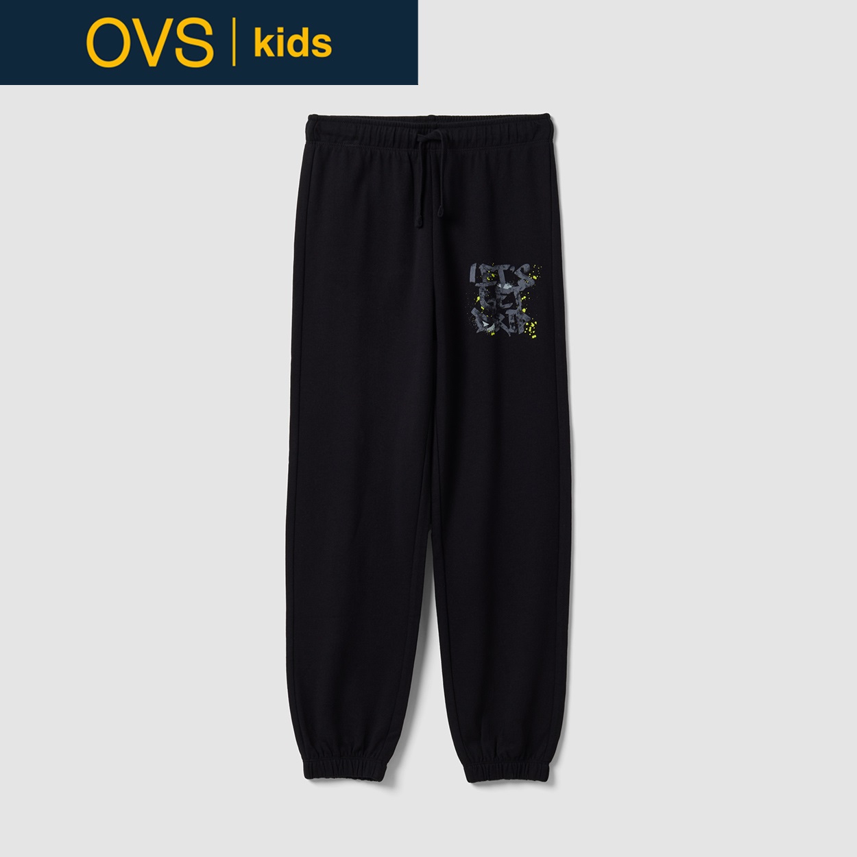 OVS KIDS(オヴィエッセ キッズ) ブラックピュアコットンジョガーパンツ キッズ 男の子(ブラックビューティー-152cm)