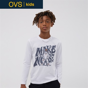 OVS KIDS(オヴィエッセ キッズ) ホワイトオーガニックコットンTシャツ キッズ 男の子(ルーセントホワイト-146cm)