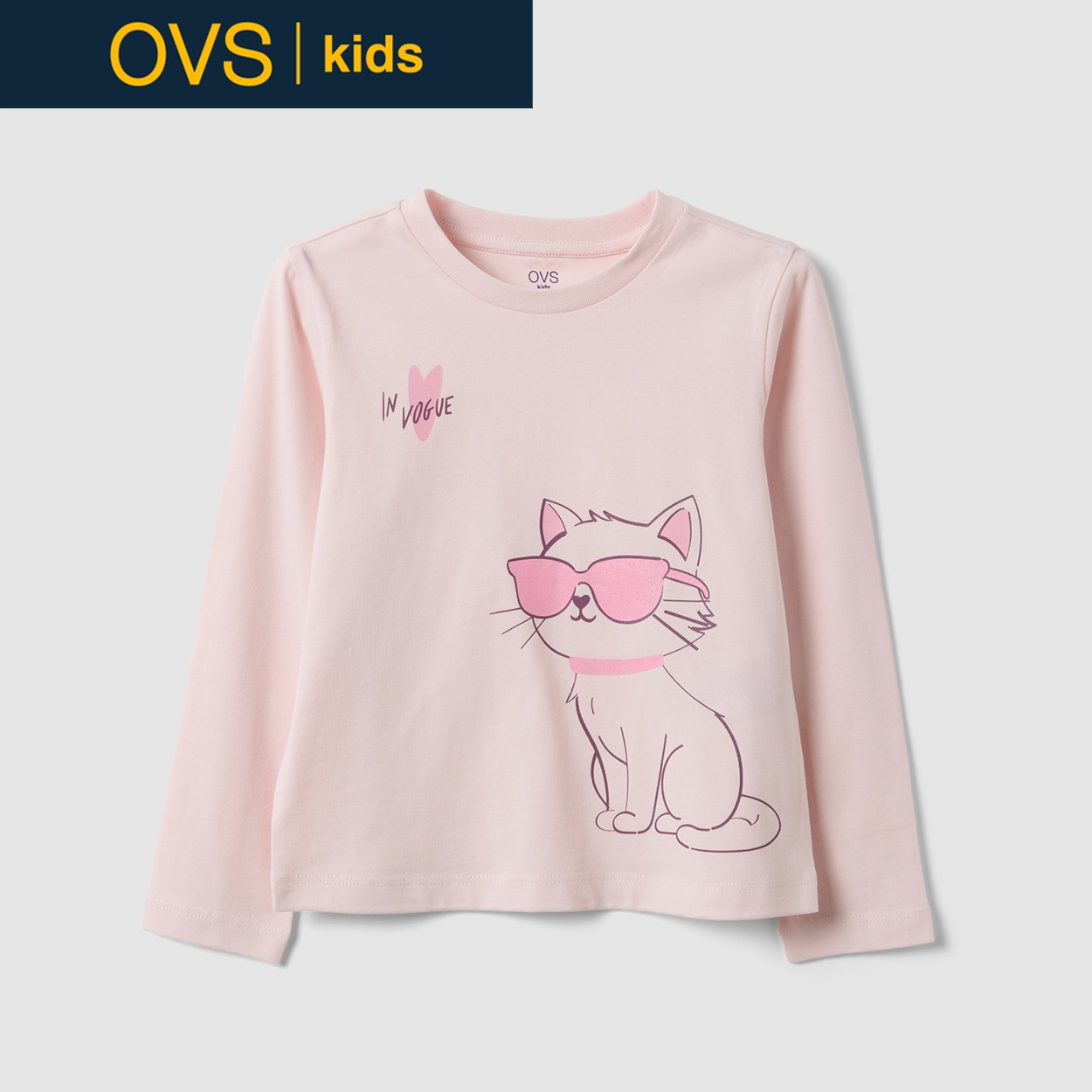 OVS KIDS(オヴィエッセ キッズ)  ピンク オーガニックコットン Tシャツ キッズ 女の子(プリムローズピンク-134cm)