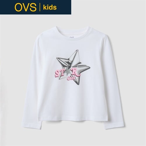OVS KIDS(オヴィエッセ キッズ)  ホワイト オーガニックコットン Tシャツ キッズ 女の子