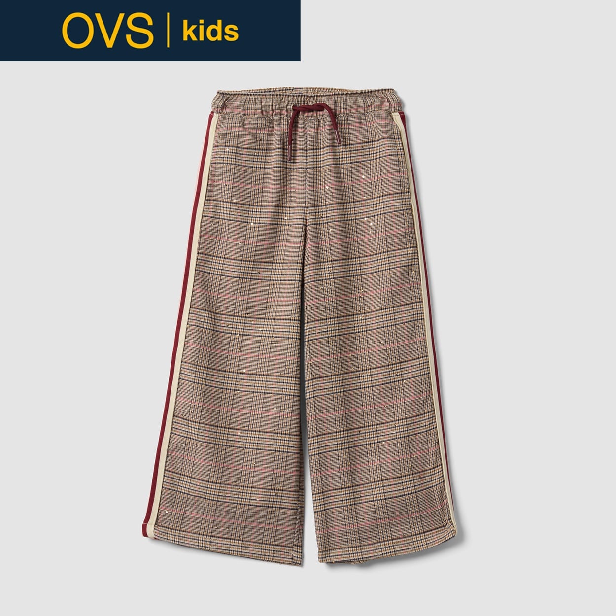 OVS KIDS(オヴィエッセ キッズ)  マルチカラーチェック レーヨン混 キュロットパンツ キッズ 女の子(ブラウンチェック-116cm)