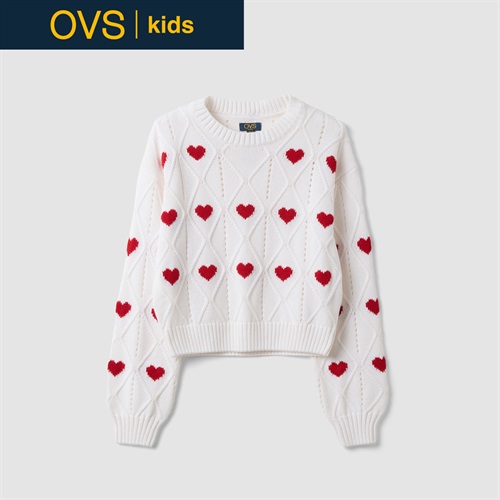 OVS KIDS(オヴィエッセ キッズ) ホワイトコットン混ニットプルオーバー キッズ 女の子