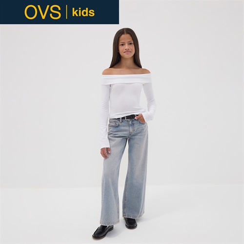 OVS KIDS(オヴィエッセ キッズ)  ライトブルー ピュアコットン ワイドレッグ デニムパンツ キッズ 女の子