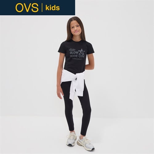 OVS KIDS(オヴィエッセ キッズ)  ブラック ストレッチオーガニックコットン スキニーフィット レギンス キッズ 女の子
