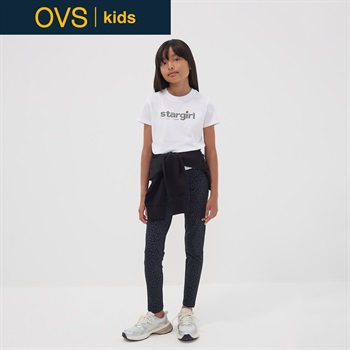 OVS KIDS(オヴィエッセ キッズ)  ブラック ストレッチオーガニックコットン スキニーフィット レギンス キッズ 女の子(ブラック×グレー-146cm)
