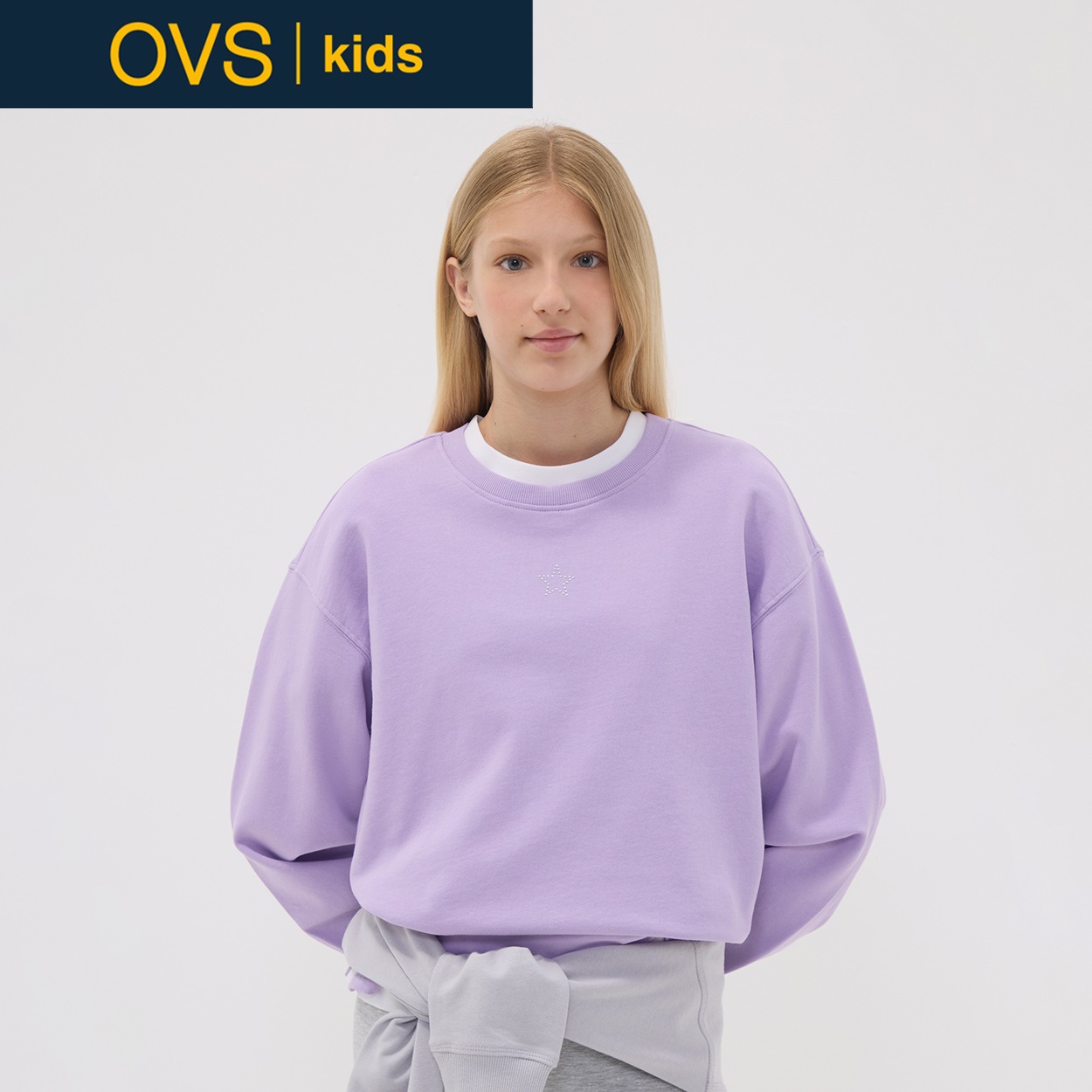 OVS KIDS(オヴィエッセ キッズ)  パープル ピュアコットン スウェットシャツ キッズ 女の子(パープルローズ-152cm)