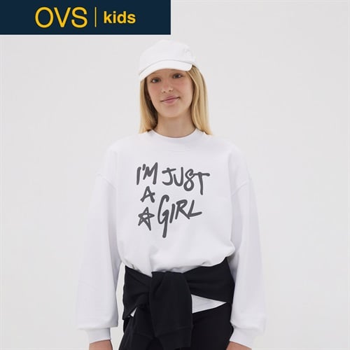 OVS KIDS(オヴィエッセ キッズ)  ホワイト ピュアコットン スウェットシャツ キッズ 女の子