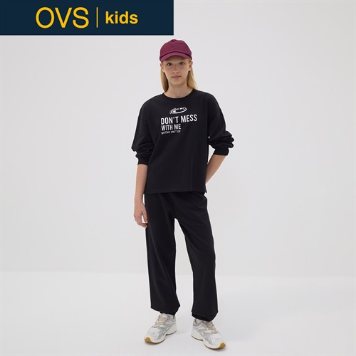 OVS KIDS(オヴィエッセ キッズ)  ブラック オーガニックコットン混 ジョガーパンツ キッズ 女の子