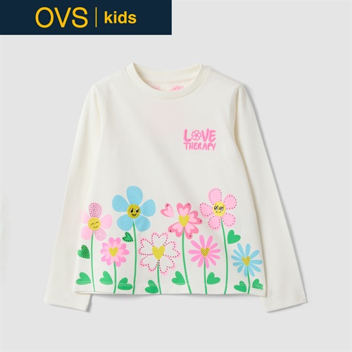 OVS KIDS(オヴィエッセ キッズ) ホワイトストレッチコットンTシャツ キッズ 女の子