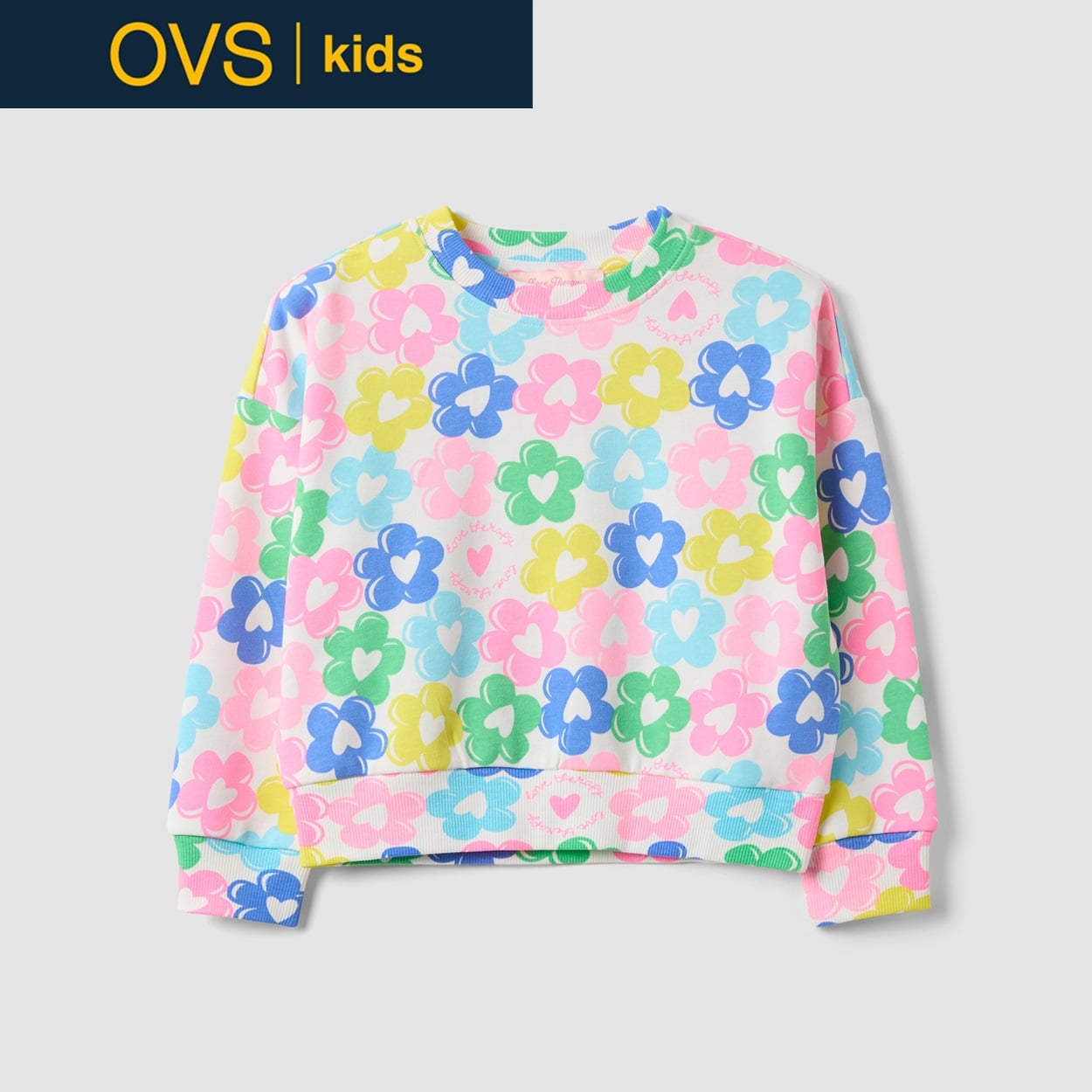 OVS KIDS(オヴィエッセ キッズ) マルチカラーコットン混スウェットシャツ キッズ 女の子(マルチカラー-128cm)