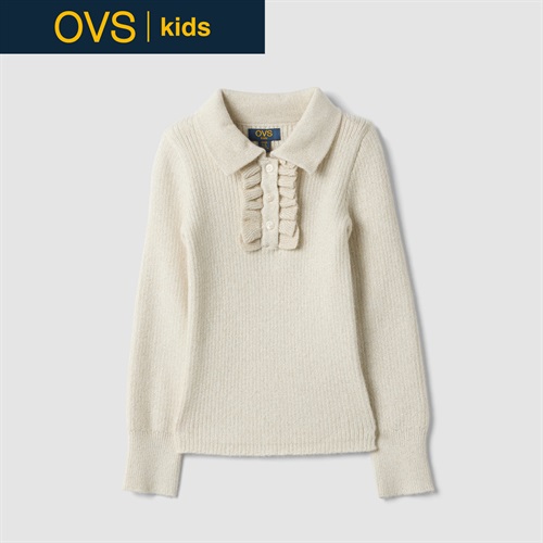 OVS KIDS(オヴィエッセ キッズ)  ホワイト レーヨン混 リブトップス キッズ 女の子