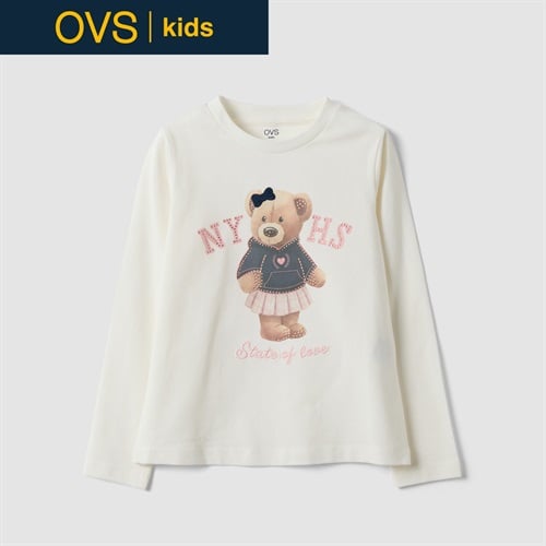OVS KIDS(オヴィエッセ キッズ)  ホワイト ストレッチコットン Tシャツ キッズ 女の子