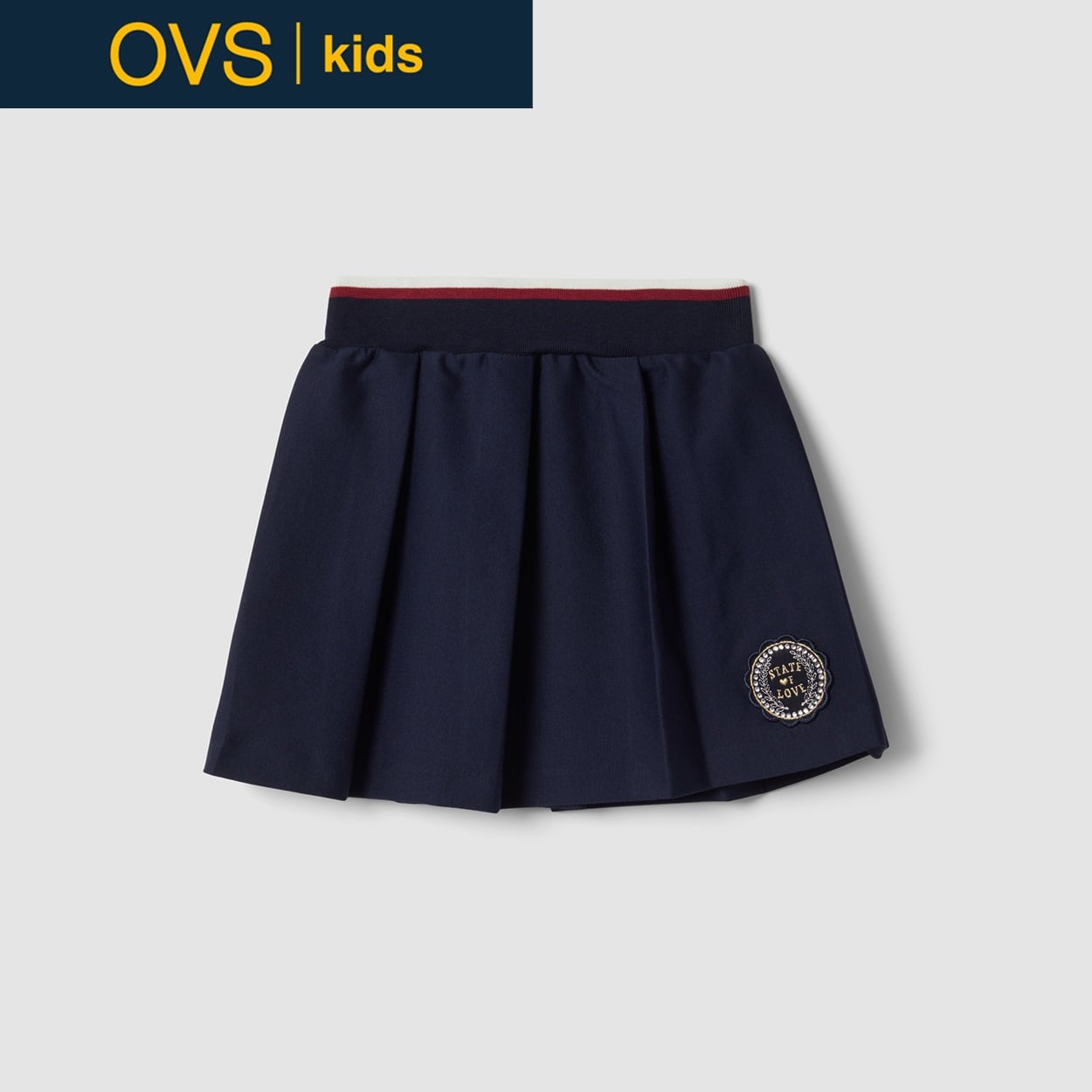 OVS KIDS(オヴィエッセ キッズ)  ブルー レーヨン混 スカート キッズ 女の子(バリトンブルー-110cm)
