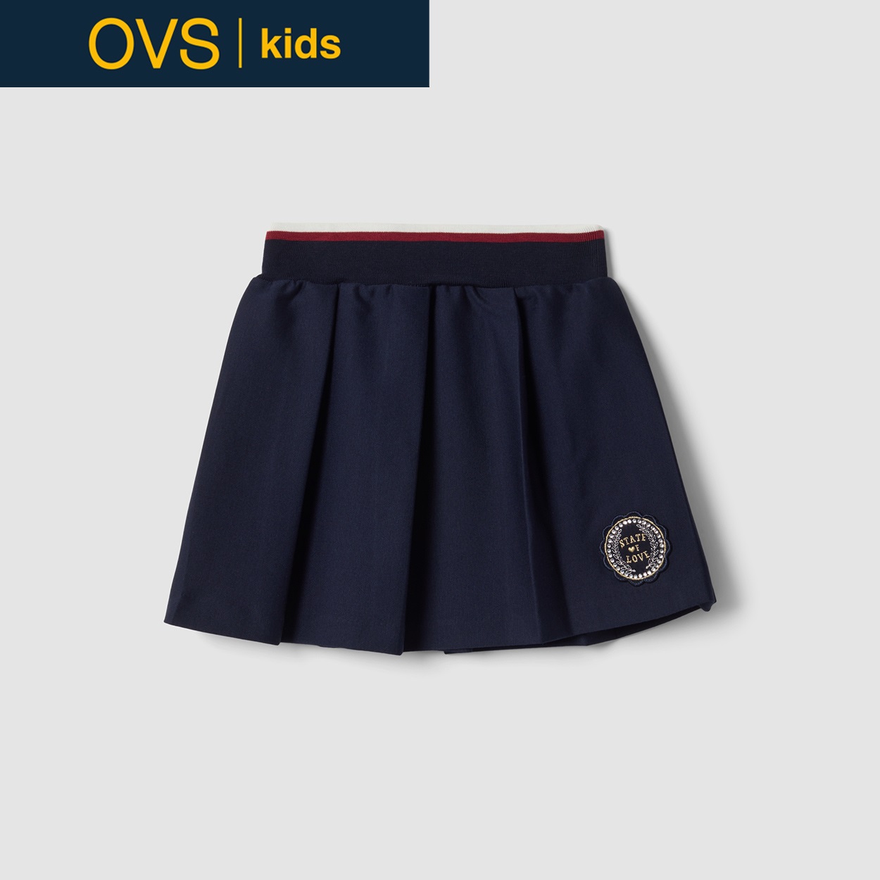 OVS KIDS(オヴィエッセ キッズ)  ブルー レーヨン混 スカート キッズ 女の子(バリトンブルー-128cm)