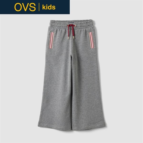 OVS KIDS(オヴィエッセ キッズ) グレーコットンレーヨン混キュロットパンツ キッズ 女の子(ミディアムグレーメランジ-116cm)