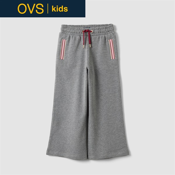 OVS KIDS(オヴィエッセ キッズ) グレーコットンレーヨン混キュロットパンツ キッズ 女の子(ミディアムグレーメランジ-134cm)