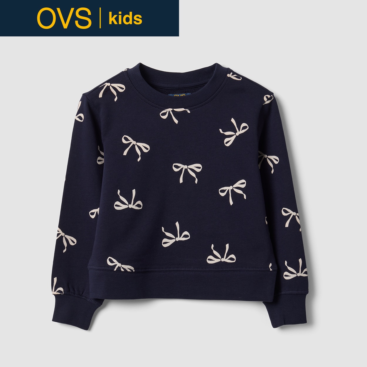 OVS KIDS(オヴィエッセ キッズ)  ブルー ピュアコットン クルーネック スウェットシャツ キッズ 女の子(バリトンブルー-140cm)
