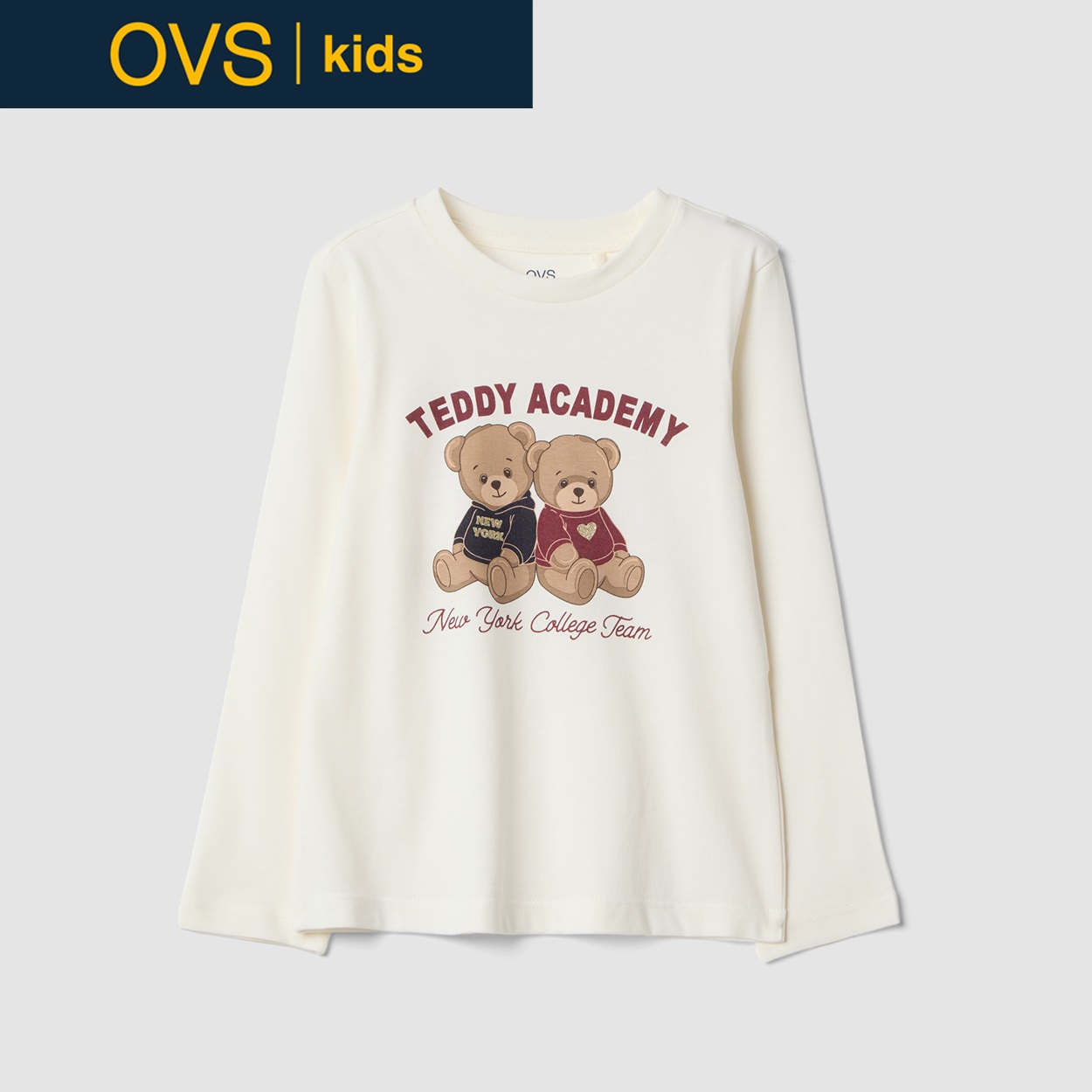 OVS KIDS(オヴィエッセ キッズ)  ホワイト オーガニックコットン Tシャツ キッズ 女の子(クラウドホワイト-104cm)