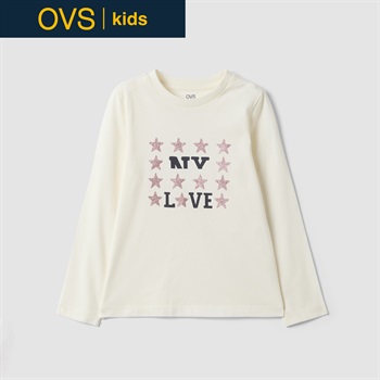 OVS KIDS(オヴィエッセ キッズ)  ホワイト オーガニックコットン Tシャツ キッズ 女の子(クラウドホワイト-104cm)