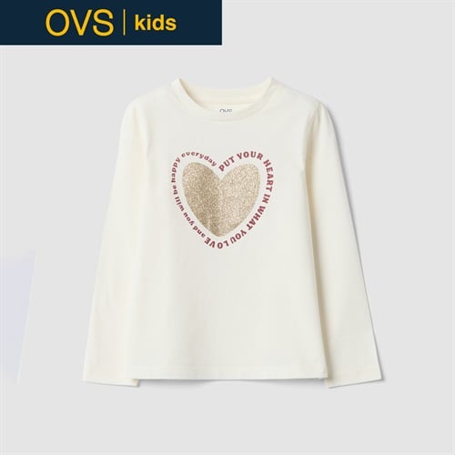 OVS KIDS(オヴィエッセ キッズ)  ホワイト オーガニックコットン Tシャツ キッズ 女の子
