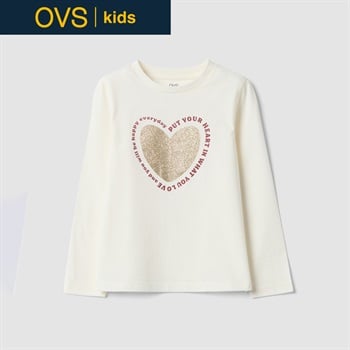 OVS KIDS(オヴィエッセ キッズ)  ホワイト オーガニックコットン Tシャツ キッズ 女の子(クラウドホワイト-104cm)